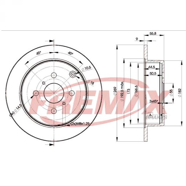 DISK PLOČA DDF1417 TRUSTING DF1135 269MM 02>14 TOYOTA COROLLA YARIS