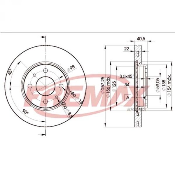 DISK PLOČA DDF762 TRUSTING679 257MM 01>>> FIAT 500 DOBLO PANDA