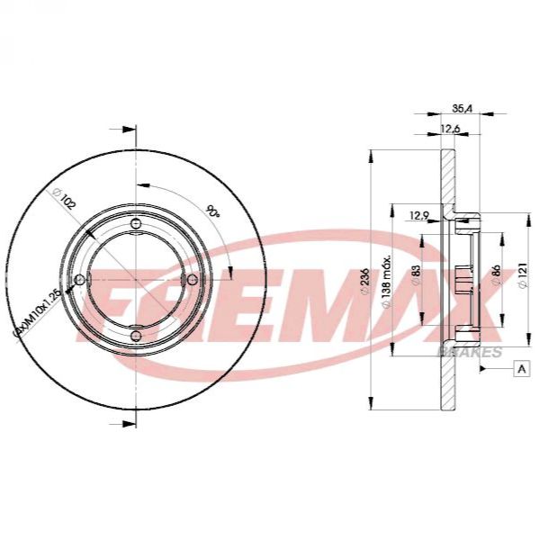 DISK PLOČA DDF1076 TRUSTING DF196 236MM 00>>> CHEVROLET MATIZ SPARK