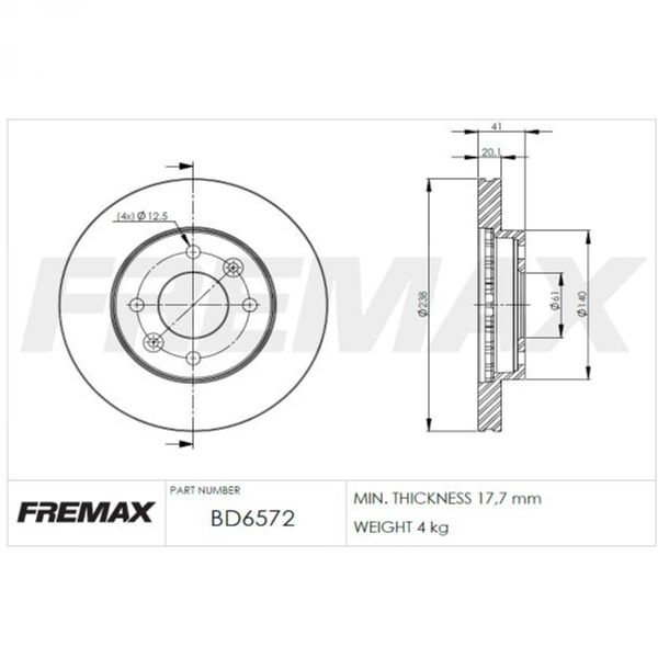 DISK PLOČA DDF158 REMSA 6080.10 238MM RENAULT CLIO 1 2 KANGOO MEGANE THALIA