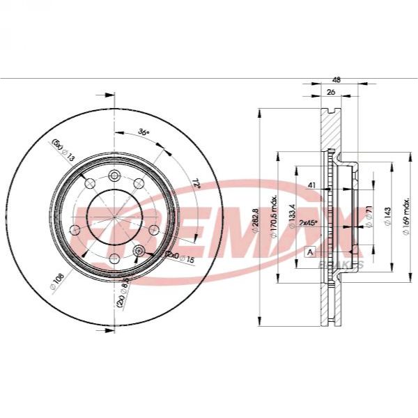 DISK PLOČA DDF1132 REMSA 6693.10 283MM PEUGEOT 407 508 607