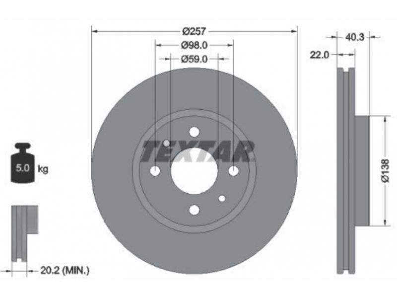 DISK PLOČA DDF762 TRUSTING679 257MM 01>>> FIAT 500 DOBLO PANDA